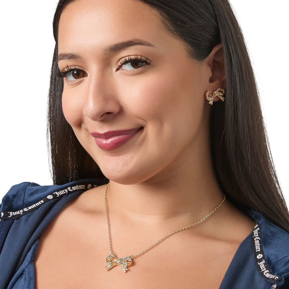 Glam Pavé Bow Necklace & Stud Earring Set