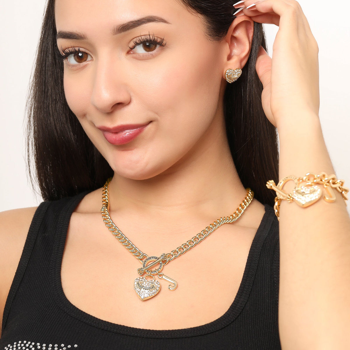 Glam Heart and Juicy Toggle Charm Necklace