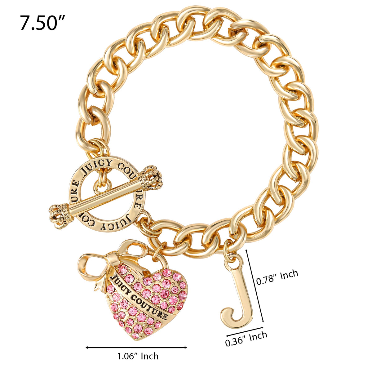 Glam Pink Pavé Heart Toggle Bracelet
