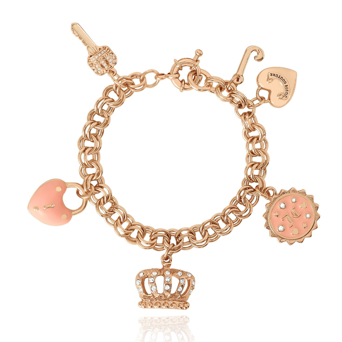 Glam Pink Charm Bracelet with Pave Accents