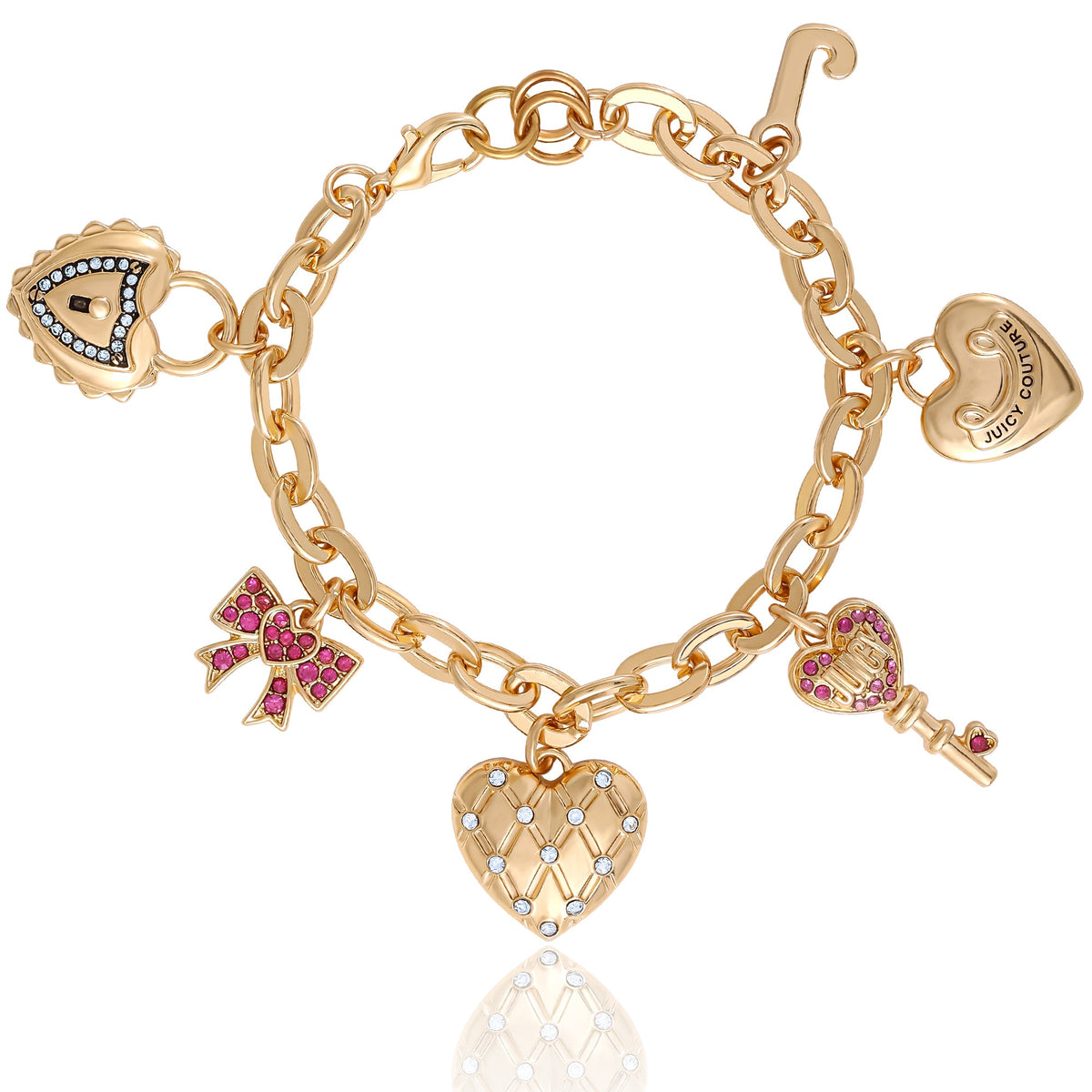 Glam Heart & Key Charm Bracelet