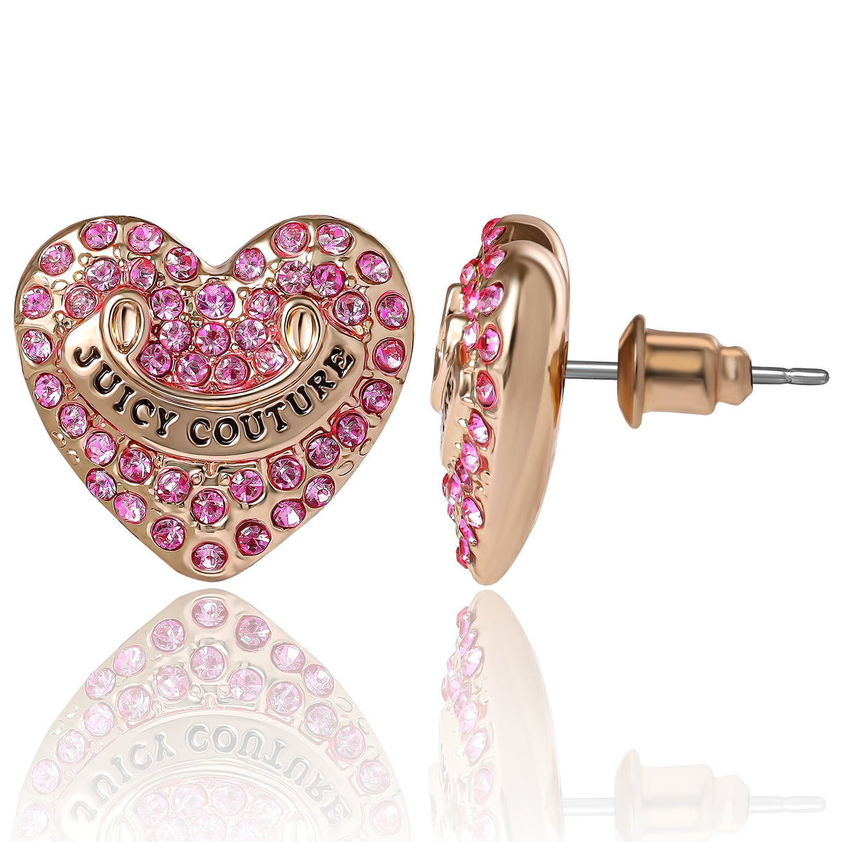 Glam Heart Stud Earrings with Crystal Accents