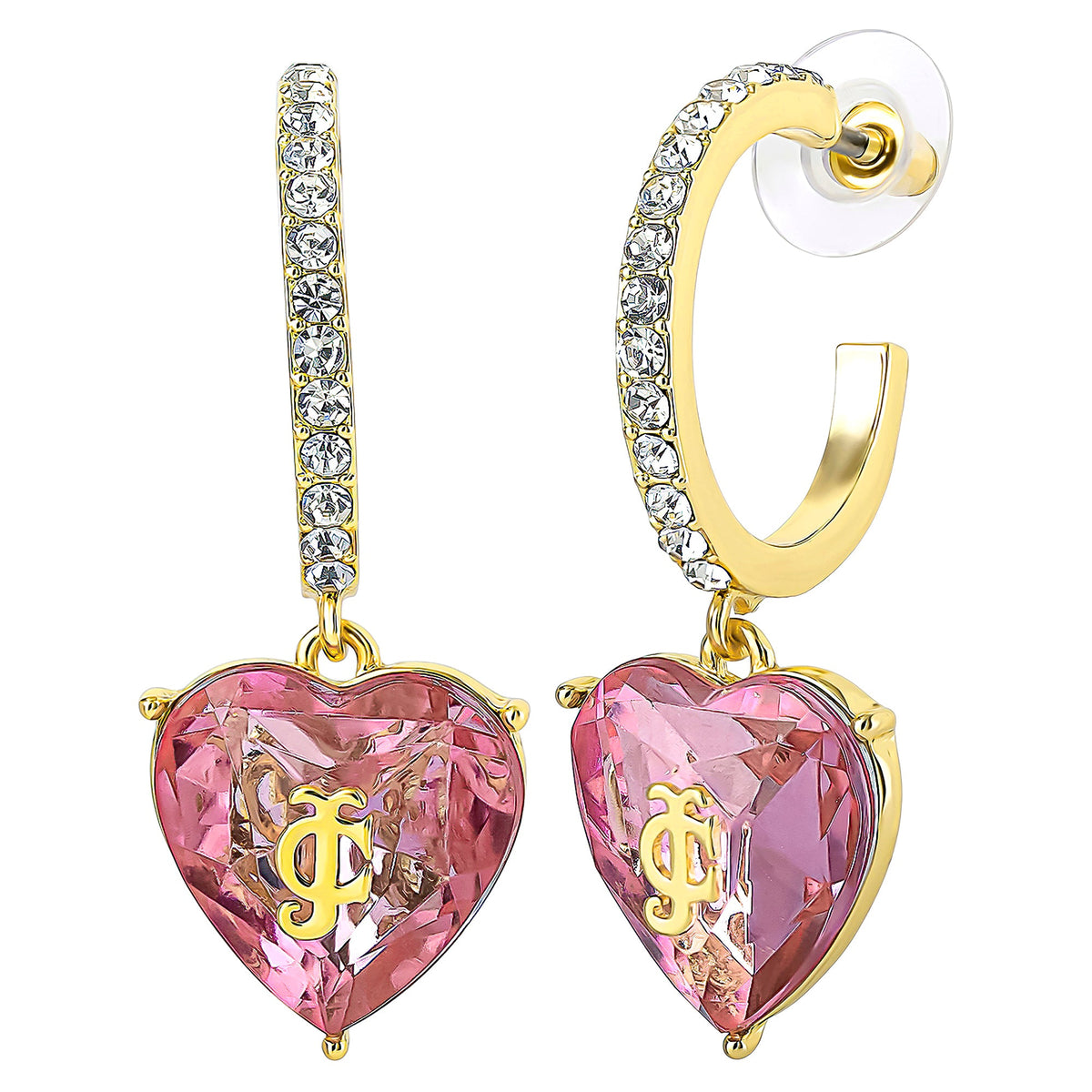 Glam Heart Charm Hoop Earrings