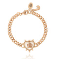 Glam Crown Heart Charm Chain Bracelet