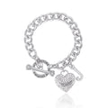 Glam Crystal Heart Charm Toggle Bracelet