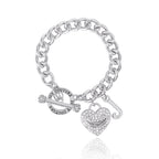 Glam Crystal Heart Charm Toggle Bracelet