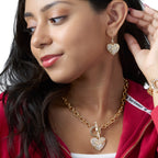 Glam Crystal Heart Charm Dangle Earrings