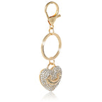 Glam Gold-Tone Pave Heart Keychain Bag Charm & Earrings Set