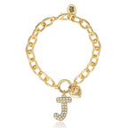 Glam Pavé Initial Charm Bracelet Letter J