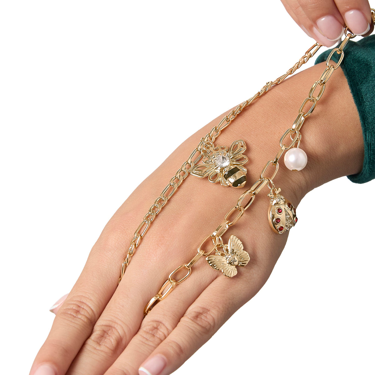 Glam Gold-Tone Charm Bracelet Duo