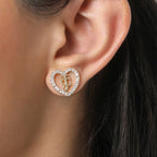Glam Gold-Tone Pavé Heart Necklace & Stud Earrings Set