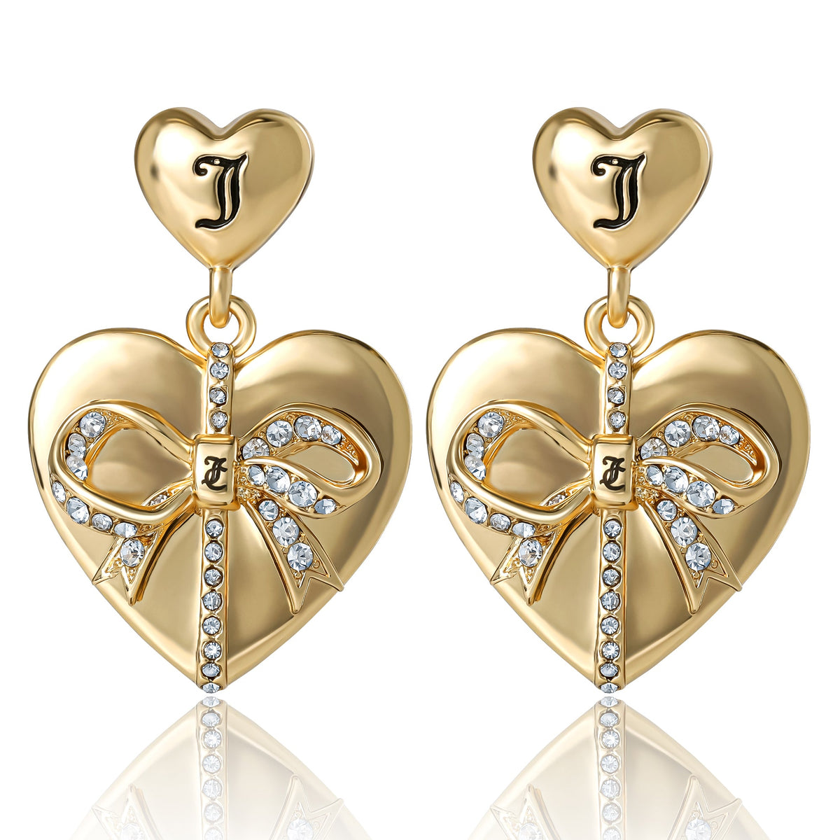 Glam Quilted DoubleHeart Drop Earrings