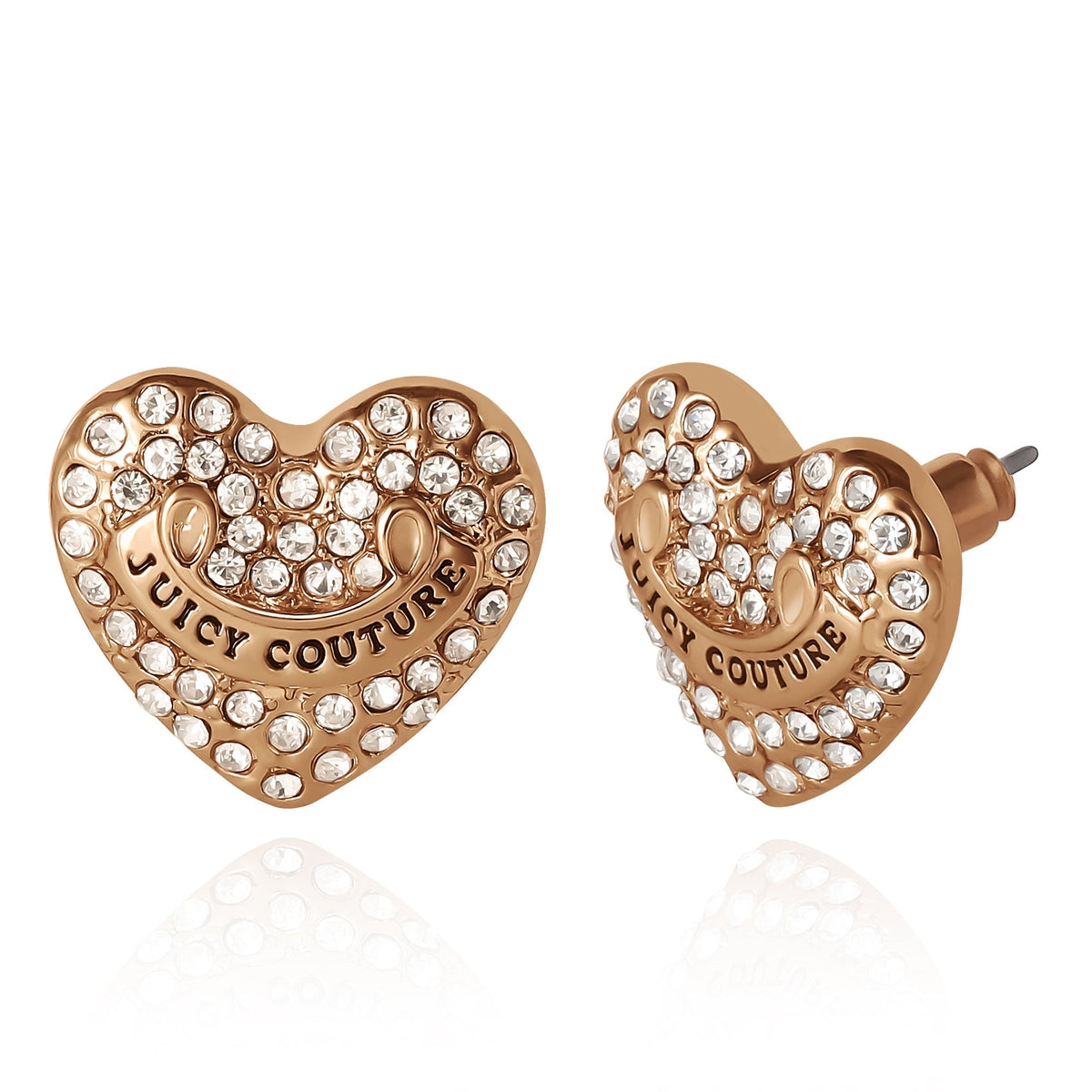 Glam Heart Stud Earrings with Crystal Accents