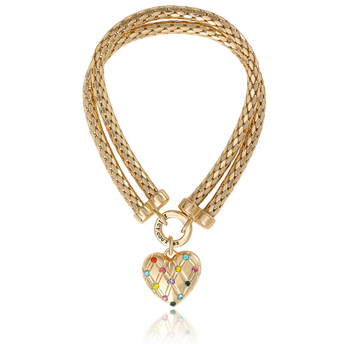 Glam Double Chain Heart Padlock Bracelet