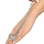 Glam Crystal Heart Charm Toggle Bracelet