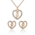 Glam Gold-Tone Pavé Heart Necklace & Stud Earrings Set