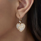 Glam Crystal Heart Charm Dangle Earrings