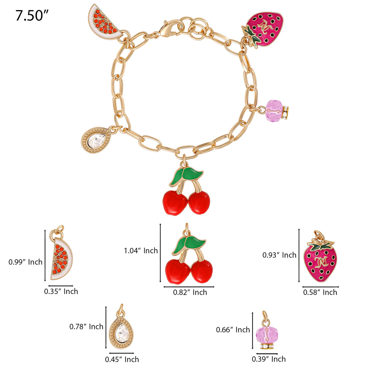 Glam Cherry & Fruit Charm Bracelet
