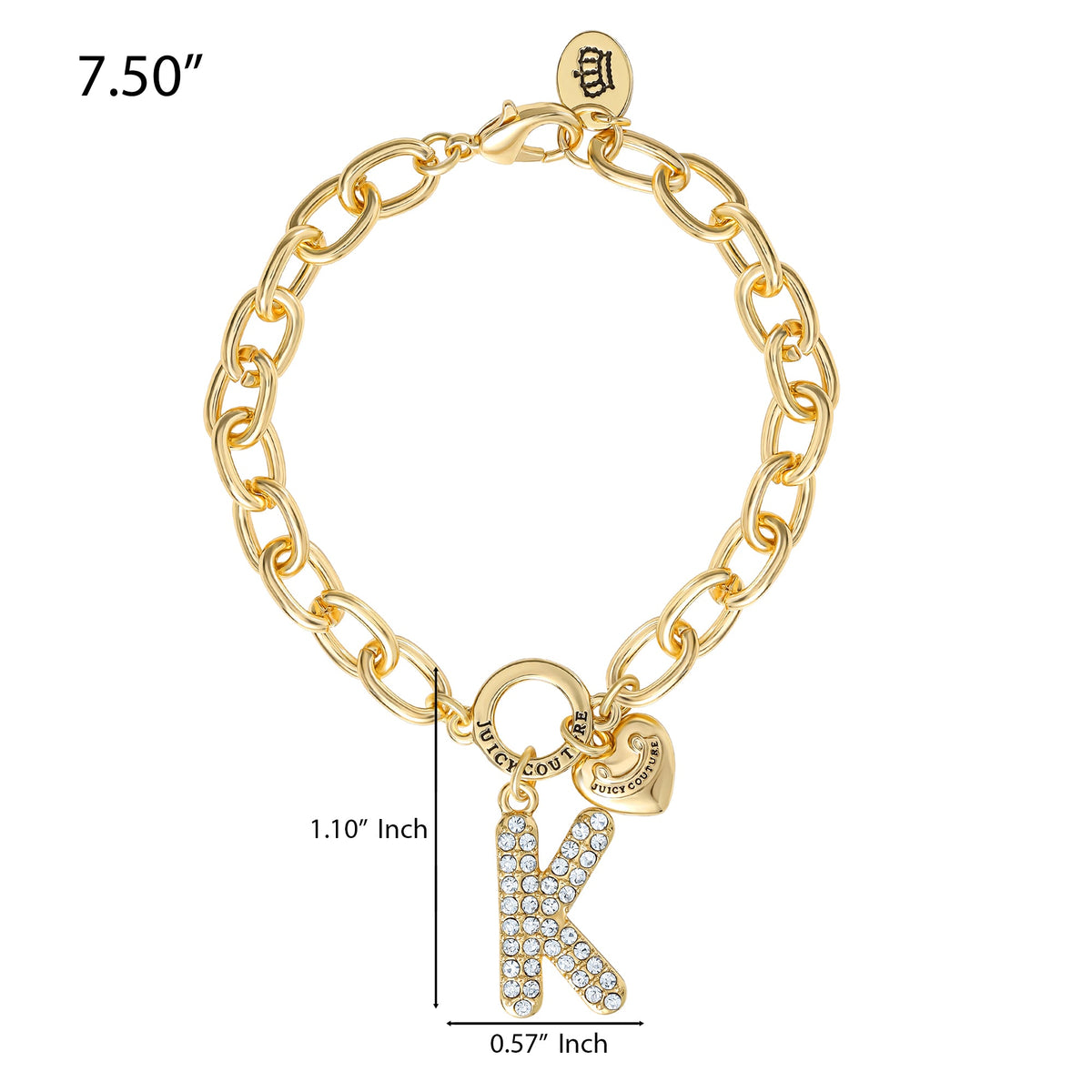 Glam Pavé Initial Charm Bracelet Letter K