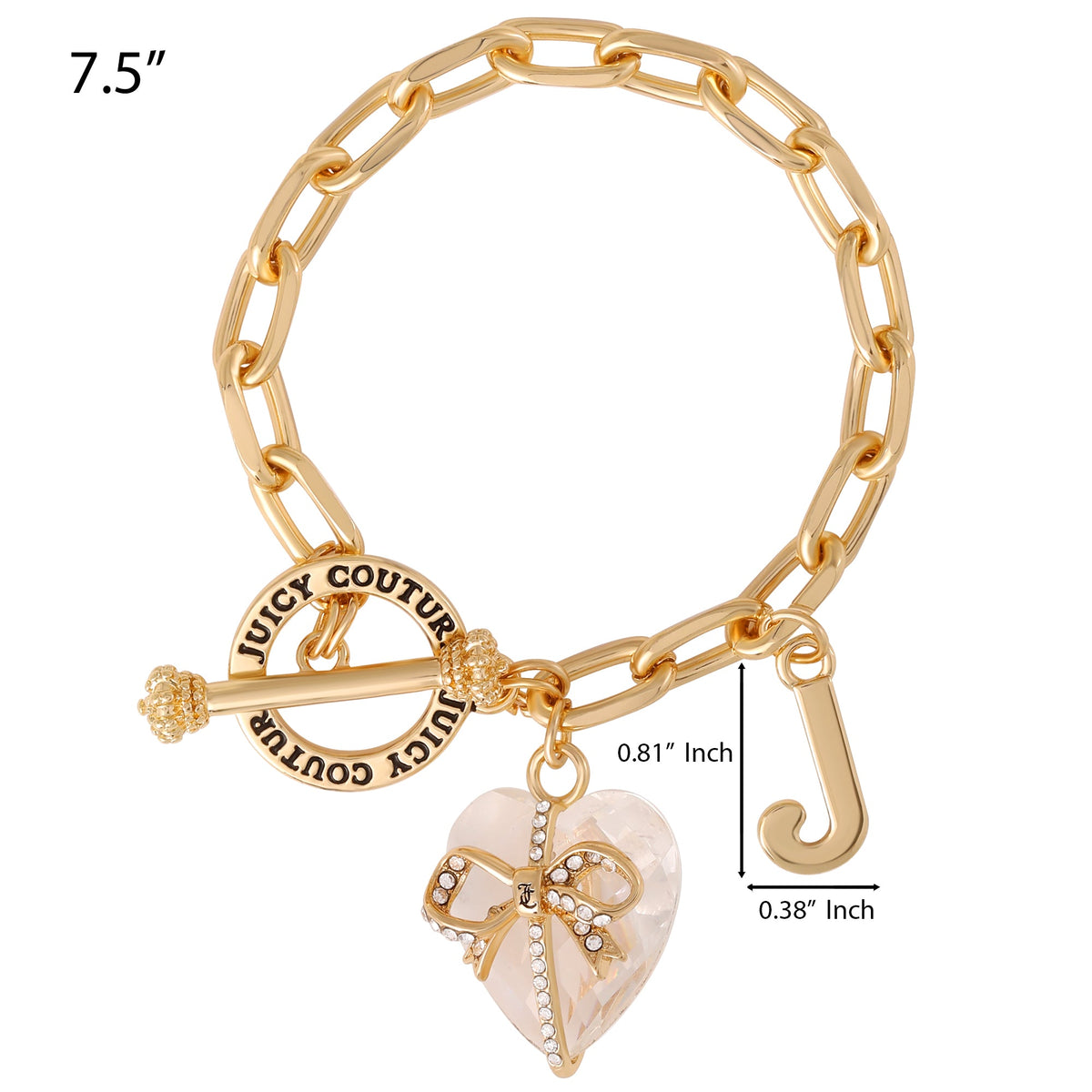 Glam Heart Stone & J Charm Bracelet