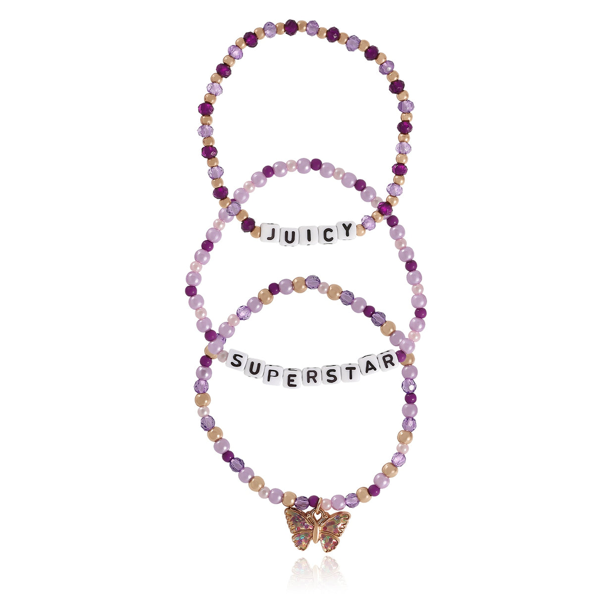 Glam Kids Choose Juicy Superstar 3 Piece Stretch Beaded Bracelet Set