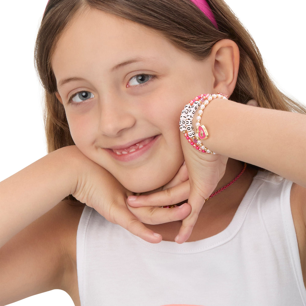 Glam Kids Choose Juicy Heart Charm 3 Piece Beaded Bracelet Set