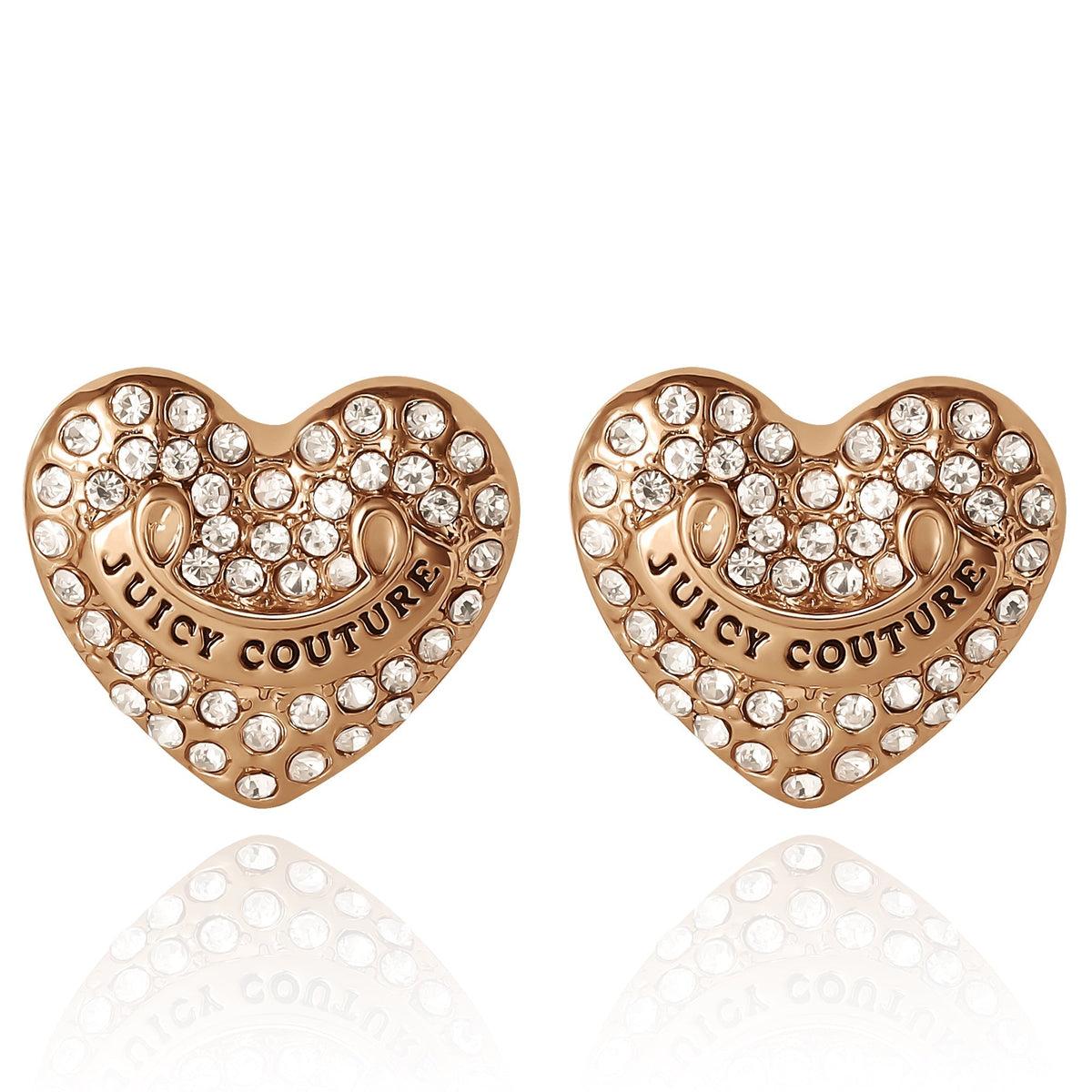 Glam Heart Stud Earrings with Crystal Accents